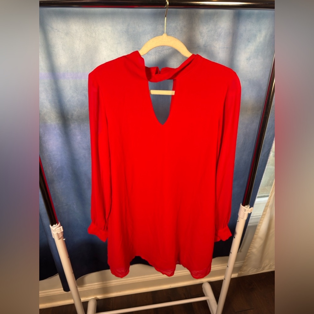 Red Dress with Keyhole Cutout